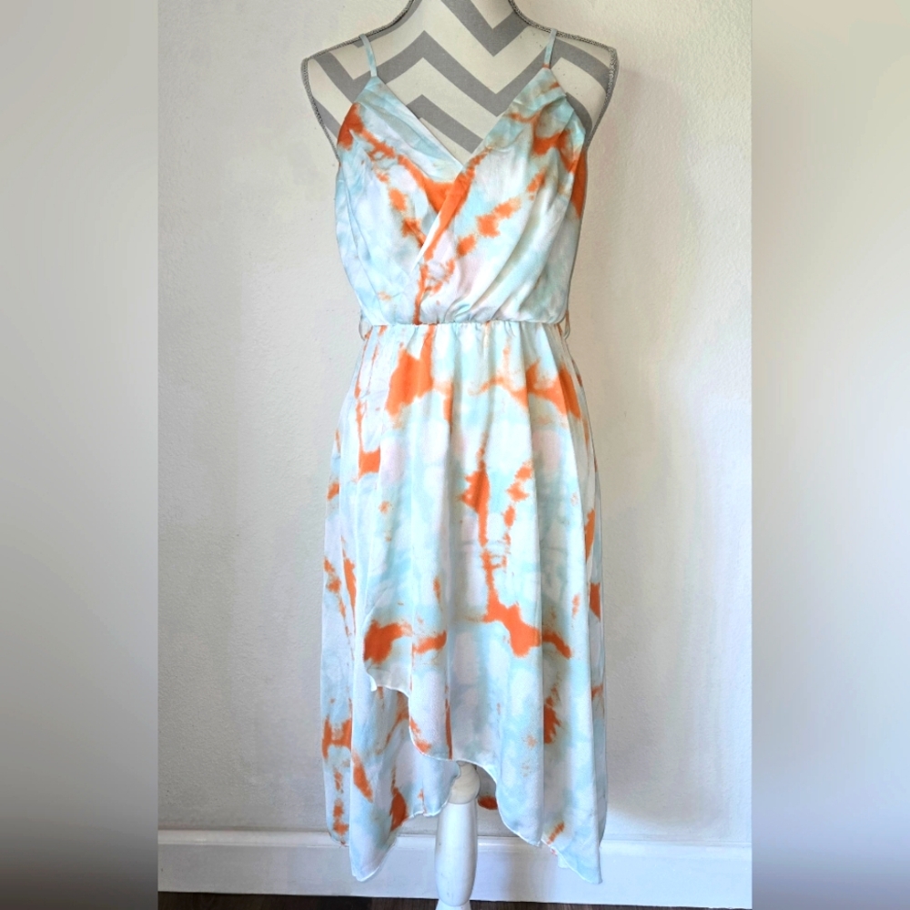 NWT Simplee Faux Wrap Hi-Lo Midi Dress w/ Spaghetti Straps Size Medium